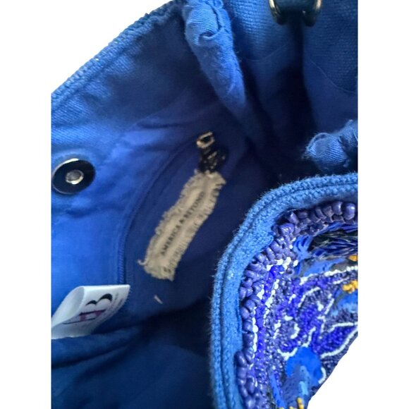 AMERICA & BEYOND Blue Beaded Floral Satchel Crossbody Bag - Picture 3 of 12